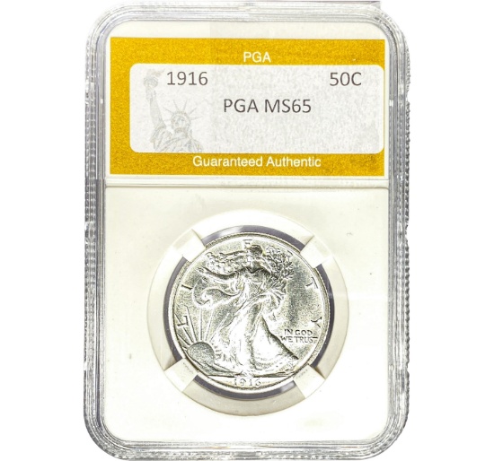 1916 Walking Liberty Half Dollar PGA MS65