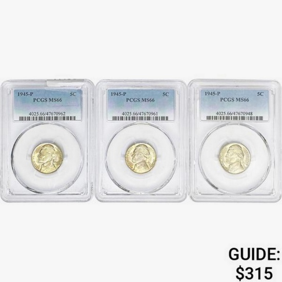 [3] 1945-P Jefferson Nickel PCGS MS66