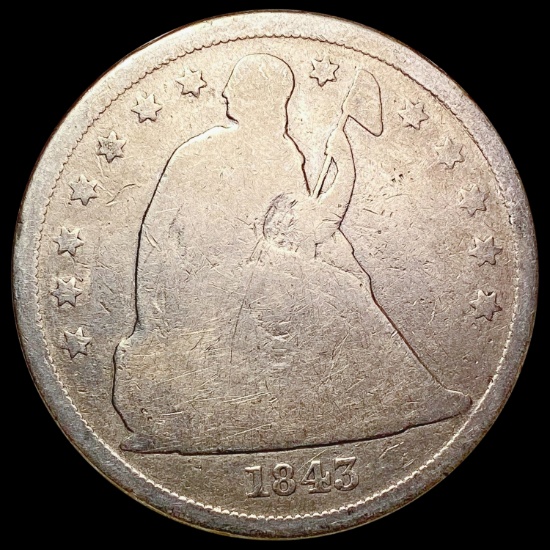 1843 Seated Liberty Dollar NICELY CIRCULATED
