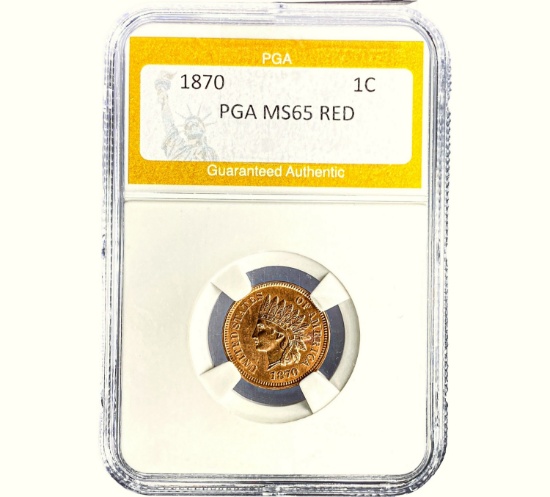 1870 Indian Head Cent PGA MS65 RED