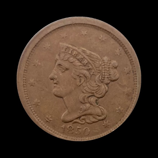 1850 Braided Hair LG Half Cent LIGHTLY CIRCULATED