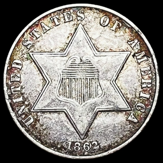 1862 Silver Three-Cent Piece CLOSELY UNCIRCULATED