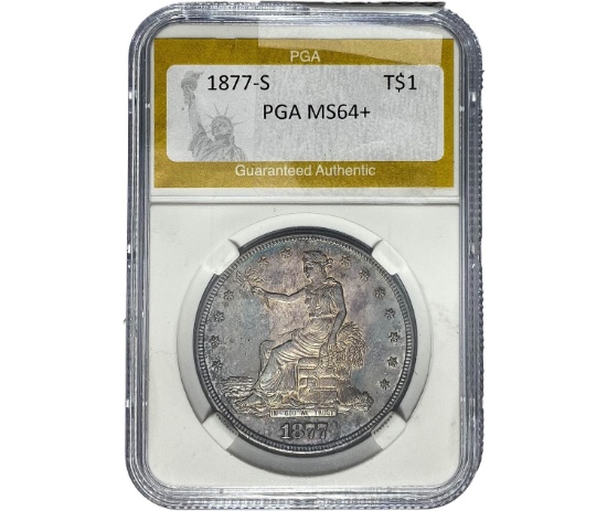 1877-S Silver Trade Dollar PGA MS64+
