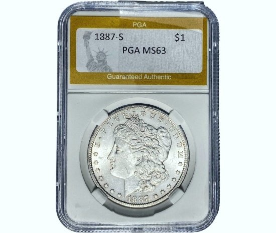 1887-S Morgan Silver Dollar PGA MS63