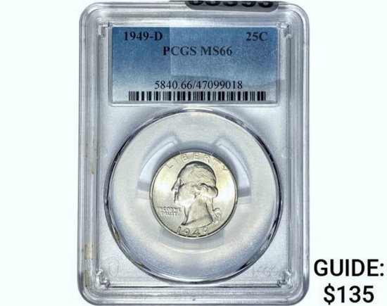 1949-D Washington Silver Quarter PCGS MS66