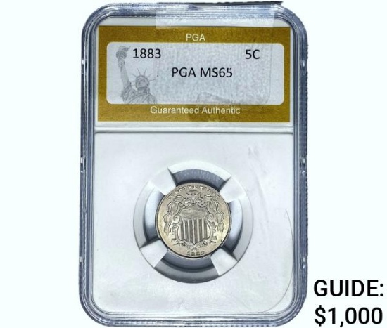 1883 Shield Nickel PGA MS65