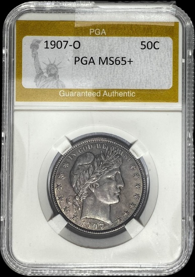1907-O Barber Half Dollar PGA MS65+