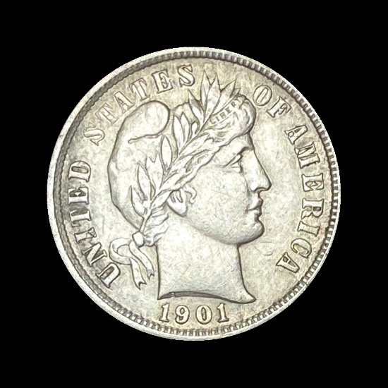 1901-S Silver Barber Dime CLOSELY UNCIRCULATED