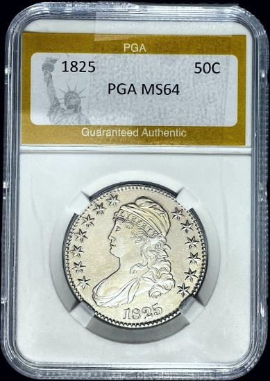 1825 50C Capped Bust Half Dollar PGA MS6
