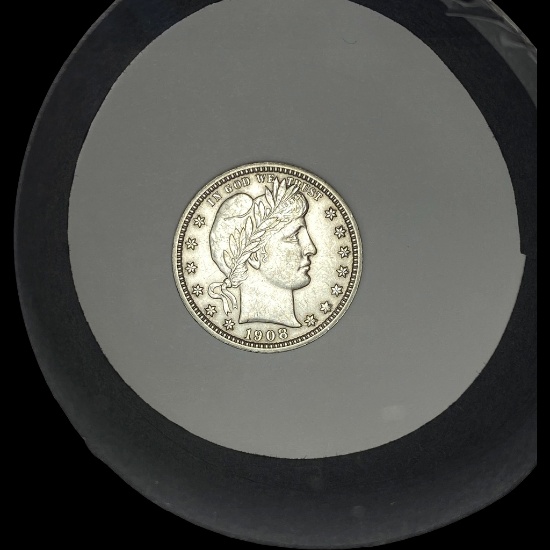 1908 Barber Silver Quarter NEARLY UNCIRCULATED