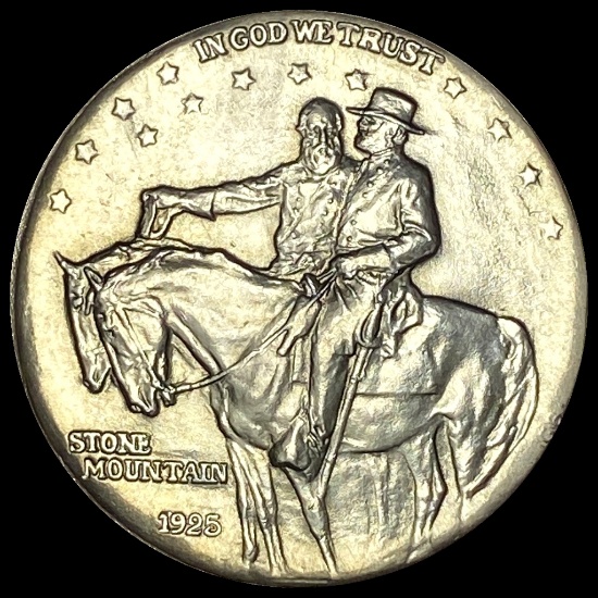 1925 Silver Stone Mountain Half Dollar CLOSELY UNCIRCULATED