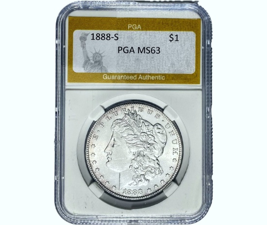 1888-S Morgan Silver Dollar PGA MS63
