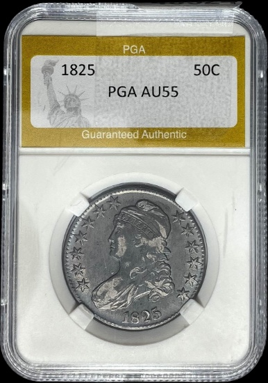 1825 Capped Bust Half Dollar PGA AU55