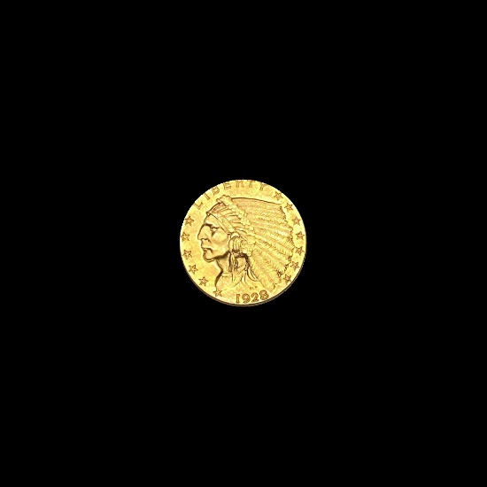 1928 Indian Head $2.5 Gold Quarter Eagle UNCIRCULATED