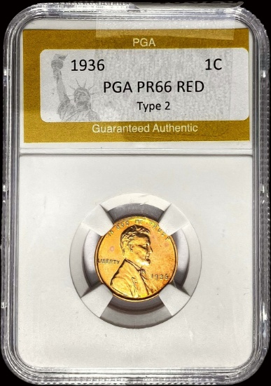 1936 1C Lincoln Cent PGA PR66 RED