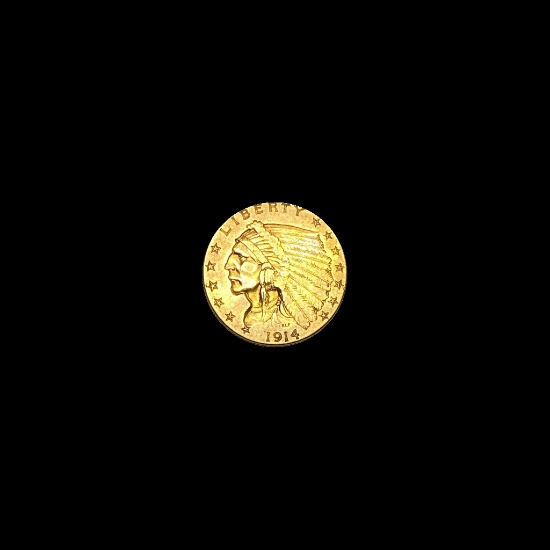 1914 Indian Head Gold $2.50 Quarter Eagle CLOSELY UNCIRCULATED