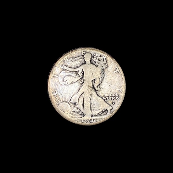 1916-S Silver Walking Liberty Half Dollar LIGHTLY CIRCULATED
