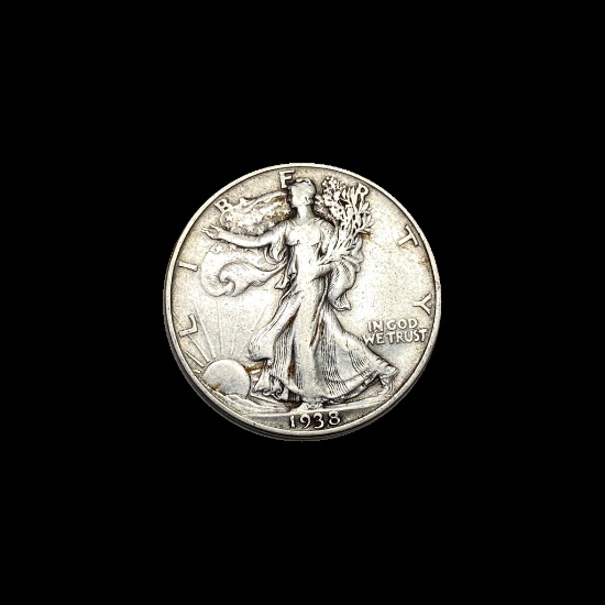 1938-D Silver Half Dollar Walking Liberty LIGHTLY CIRCULATED