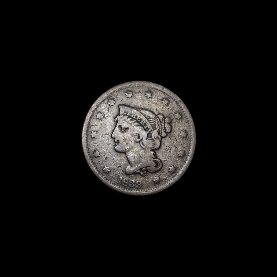 1839 Braided Hair Large Cent LIGHTLY CIRCULATED