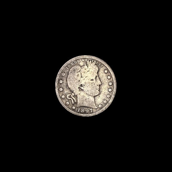 1897-O Silver Barber Quarter NICELY CIRCULATED