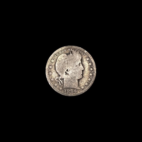 1896-O Silver Barber Quarter NICELY CIRCULATED