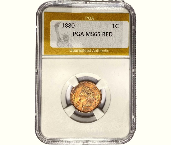 1880 Indian Head Cent PGA MS65 RED