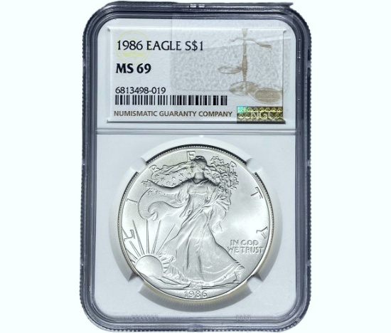 1986 Walking Liberty Dollar NGC MS69