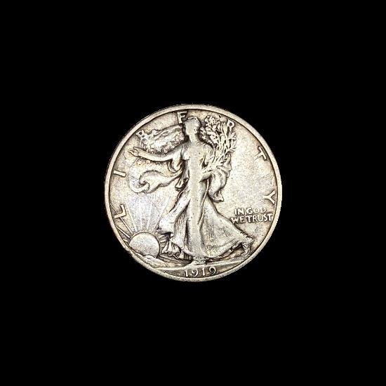 1919-S Silver Walking Liberty Half Dollar LIGHTLY CIRCULATED