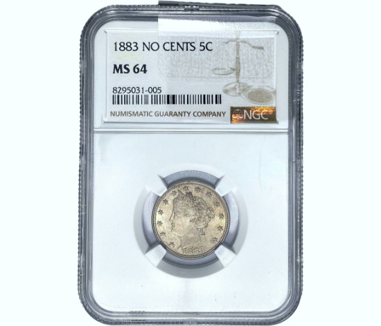1883 Liberty Victory Nickel NGC MS64 NO CENTS