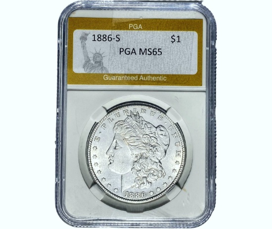 1886-S Morgan Silver Dollar PGA MS65