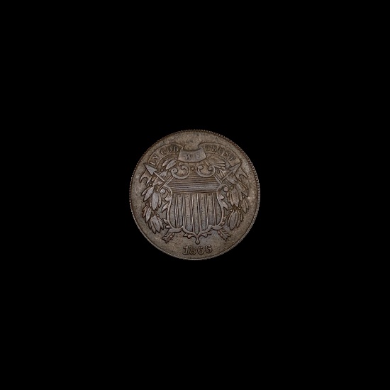 1866 Two-Cent Piece NEARLY UNCIRCULATED