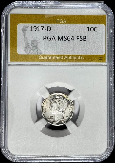 1917-D Mercury Dime PGA MS64 FSB