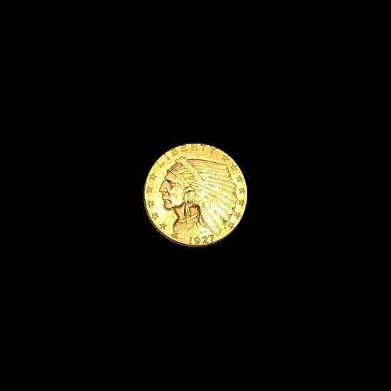 1927 Indian Head Gold $2.50 Quarter Eagle CHOICE AU
