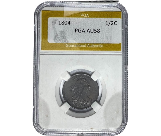 1804 Draped Bust Half Cent PGA AU58