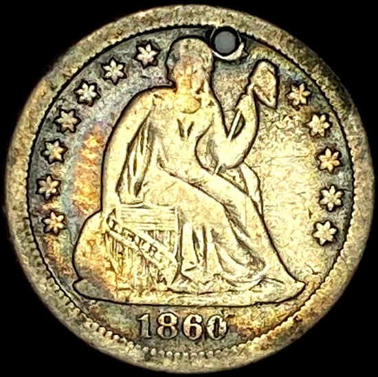 1860-S Silver Seated Liberty Dime NICELY CIRCULATED