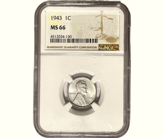 1943 Silver Wheat Penny NGC MS66