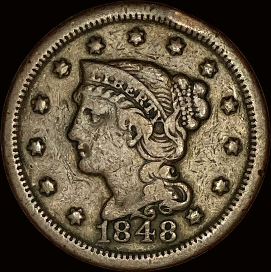 1848 Braided Hair Large Cent NEARLY UNCIRCULATED