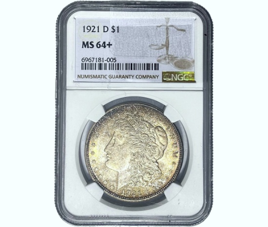 1921-D Morgan Silver Dollar NGC MS64+