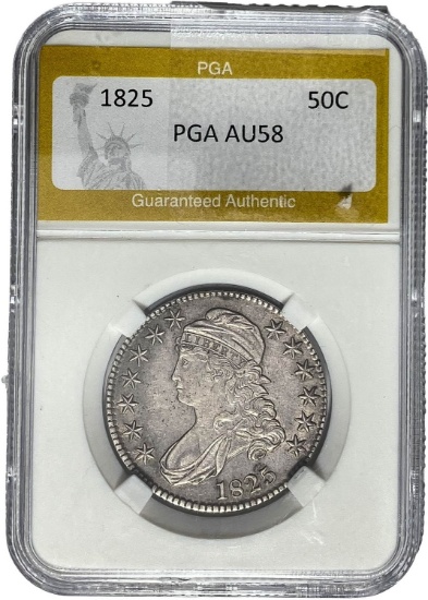 1825 Capped Bust Half Dollar PGA AU58