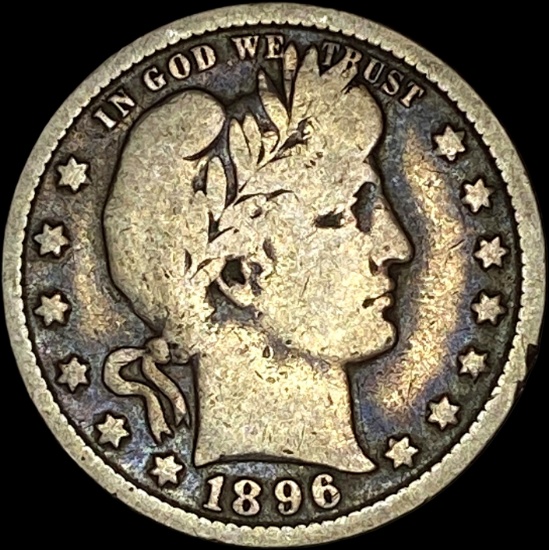 1896-O Silver Barber Quarter NICELY CIRCULATED