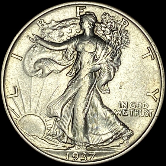 1937-S Silver Half Dollar Walking Liberty CLOSELY UNCIRCULATED