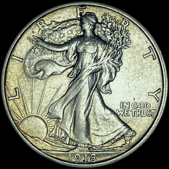 1918-S Silver Walking Liberty Half Dollar CHOICE AU