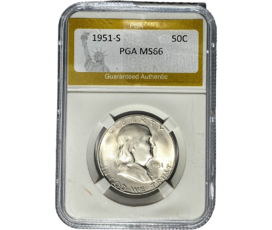1951-S Franklin Half Dollar PGA MS66
