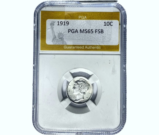 1919 Mercury Silver Dime PGA MS65 FSB