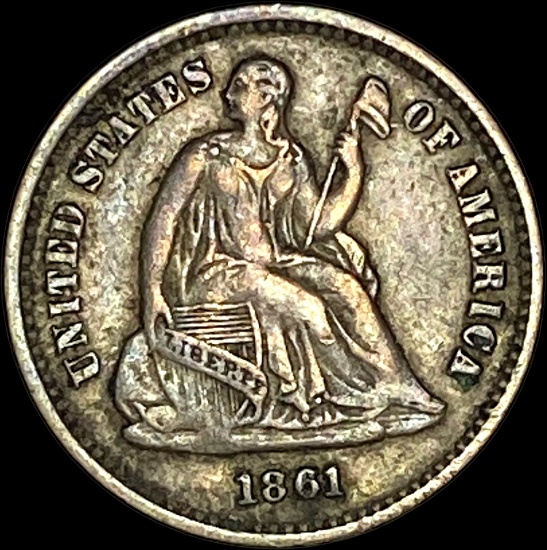1861 Silver Half Dime CLOSELY UNCIRCULATED