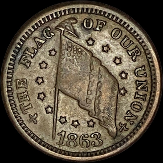 1863 Civil War Token - "The Flag of Our Union" LIGHTLY CIRCULATED