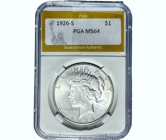1926-S Silver Peace Dollar PGA MS64