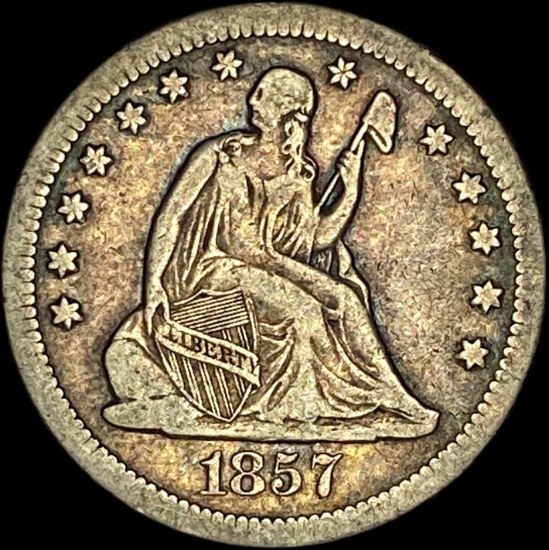 1857-O Silver Seated Liberty Quarter LIGHTLY CIRCULATED