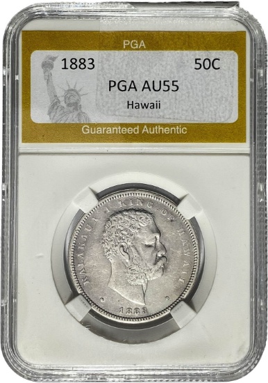 1883 Kingdom of Hawaii Half Dollar PGA AU55