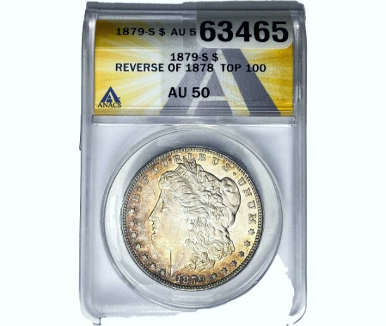 1879-S Morgan Silver Dollar ANACS AU50 Rev 79/78
